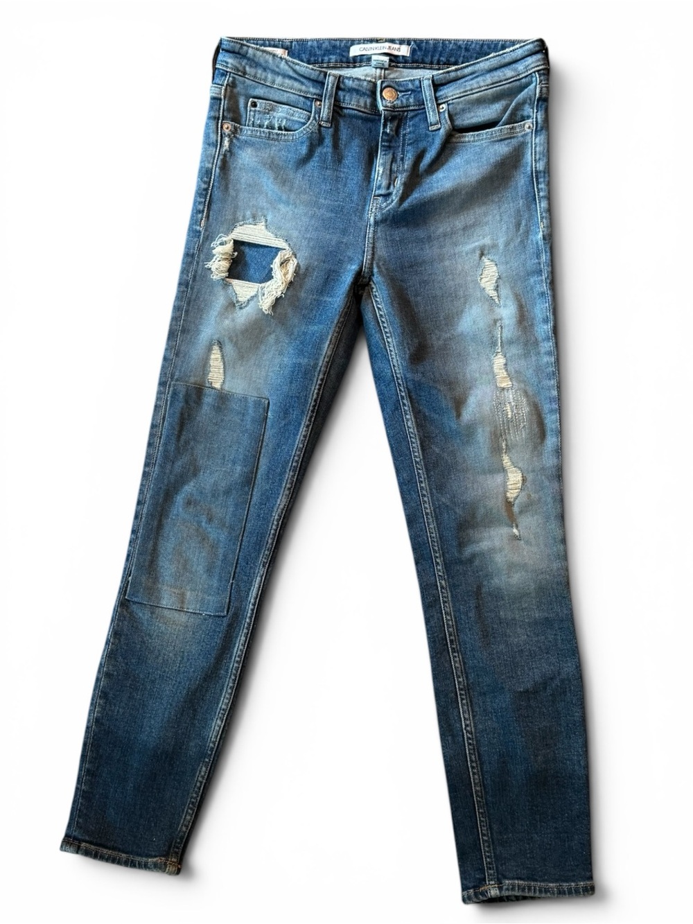 Calvin Klein Jeans Slim Distressed Blue Skinny Jeans 28x30